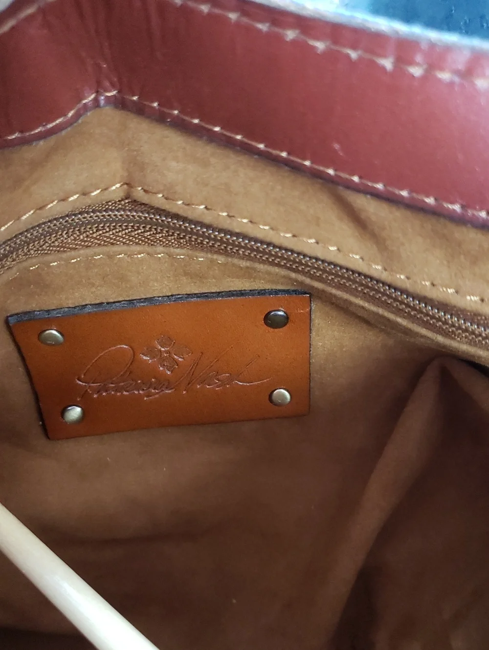 PATRICIA NASH Denim Patchwork Messenger Bag - Blue